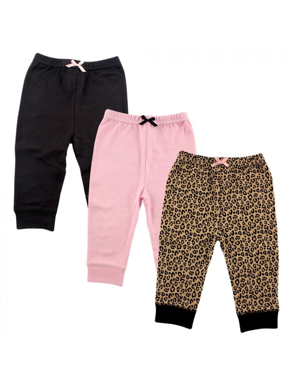 Baby and Toddler Girl Cotton Pants 3pk, Leopard, 2 Toddler