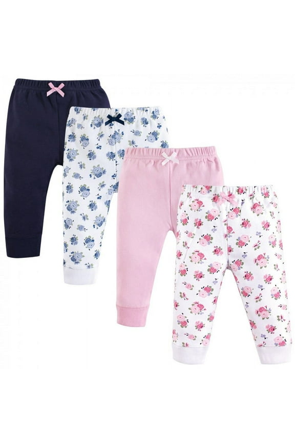 Baby and Toddler Girl Cotton Pants 4pk, Floral, 18-24 Months