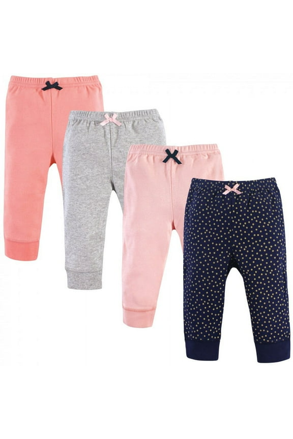 Baby and Toddler Girl Cotton Pants 4pk, Gold Dot, 12-18 Months
