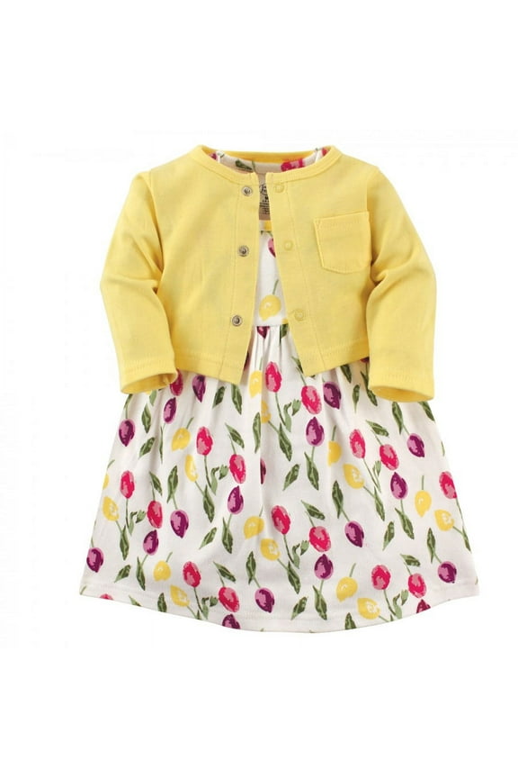 Baby and Toddler Girl Dress and Cardigan, 2-Piece Set (12-18 Months)