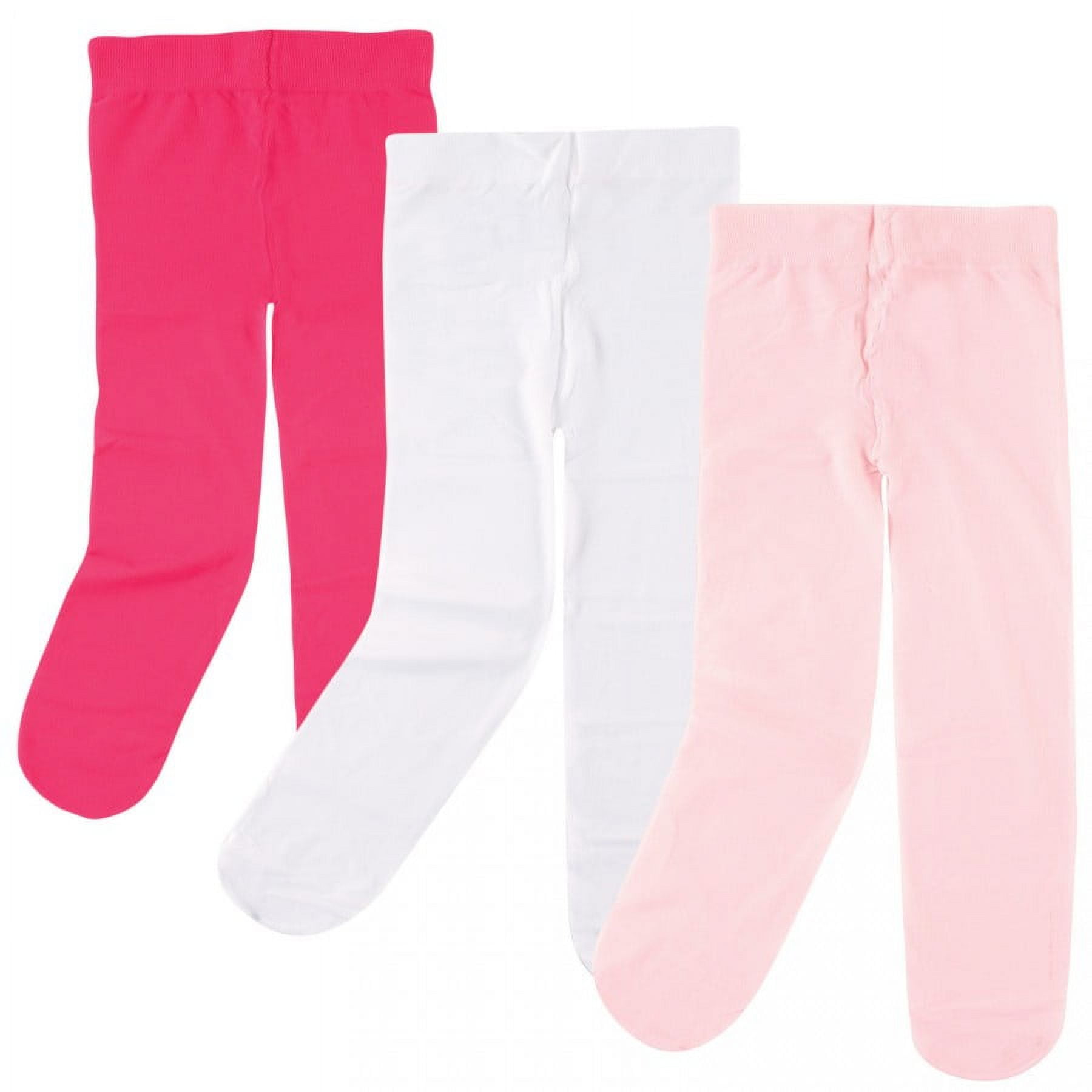 Baby and Toddler Girl Nylon Tights, Dark Pink Light Pink, 0-9 Months