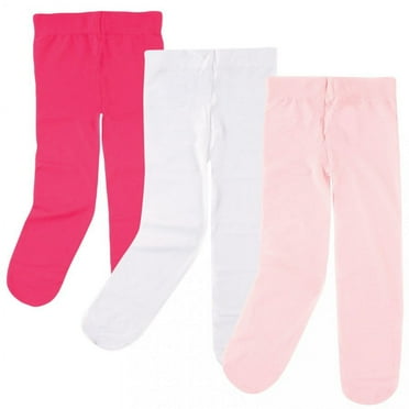 Luvable Friends Baby and Toddler Girl Nylon Tights, Dark Pink Light Pink, 0-9 Months