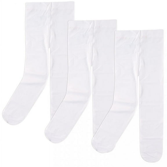 Luvable Friends Baby and Toddler Girl Nylon Tights, White, 2T-4T