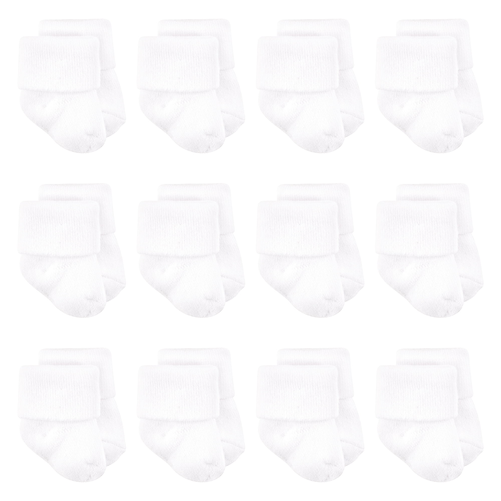 Luvable Friends Basics Infant Baby Cozy Terry Baby Sock 12-Pack, Cloud White, 0-6 Months