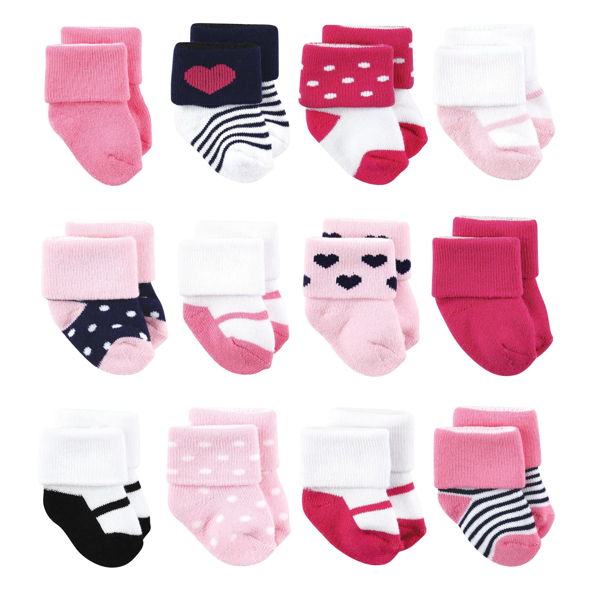Luvable Friends Basics Infant Baby Cozy Terry Baby Sock 12-Pack, Ocean Blue Steps, 0-6 Months