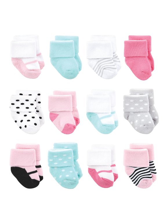 Basics Infant Baby Cozy Terry Baby Sock 12-Pack, Sweet Mary Jane, 0-6 Months