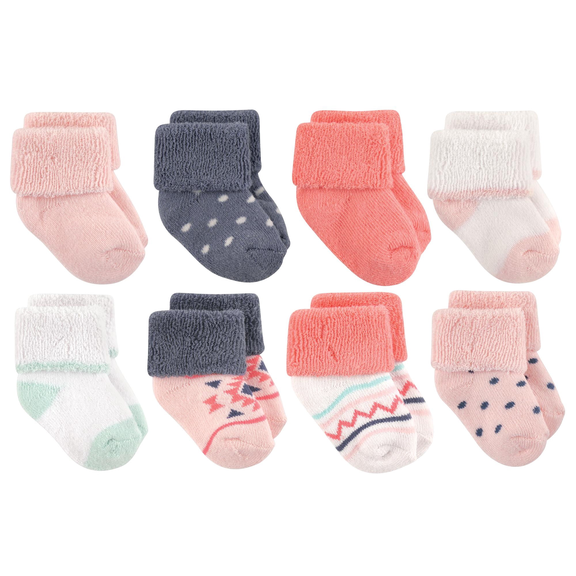 Luvable Friends Basics Infant Baby Cozy Terry Socks 8-Pack, Desert Bloom, 0-6 Months