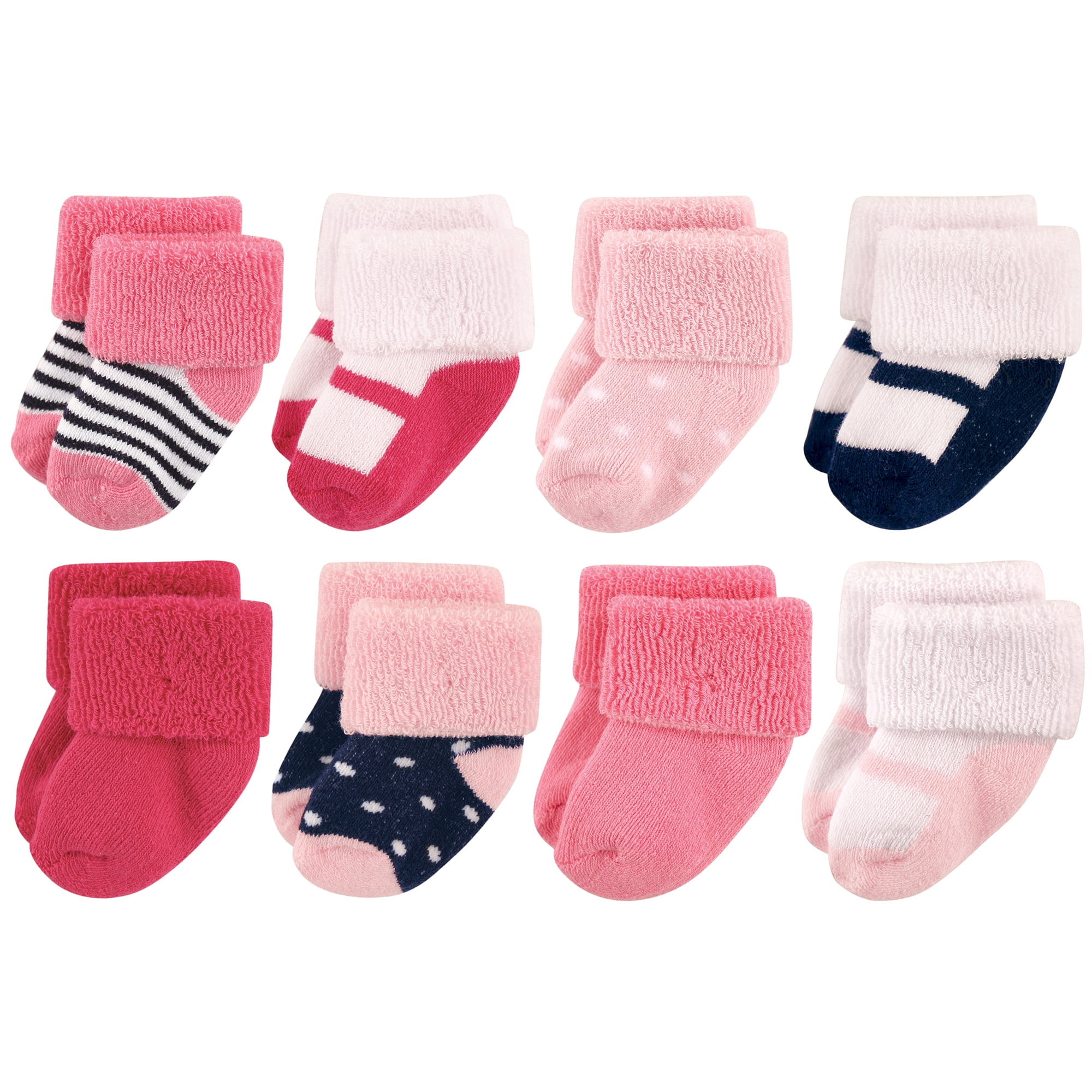 Luvable Friends Basics Infant Baby Cozy Terry Socks 8-Pack, Ocean Blue Sweet, 0-6 Months