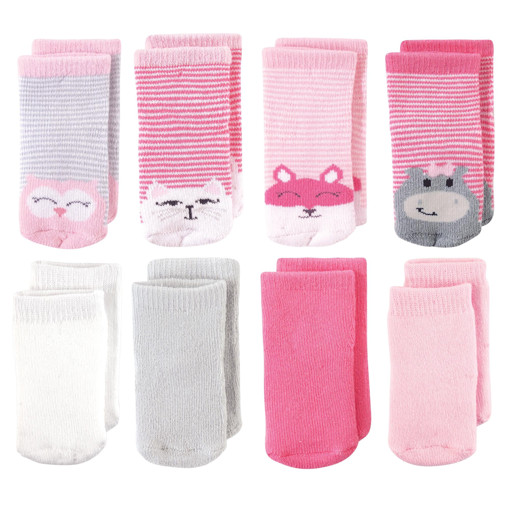 Luvable Friends Basics Infant Baby Cozy Terry Socks 8-Pack, Playful Paws, 12-24 Months