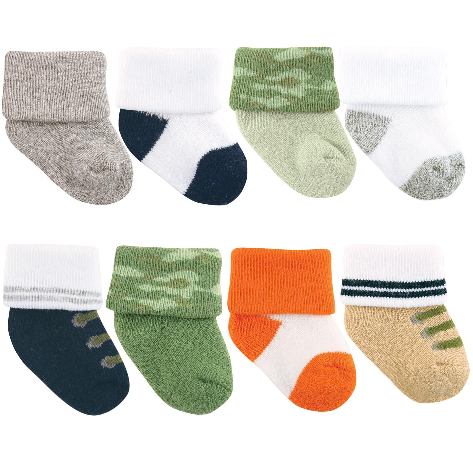 Luvable Friends Basics Infant Baby Cozy Terry Socks 8-Pack, Woodland Explorer, 6-12 Months