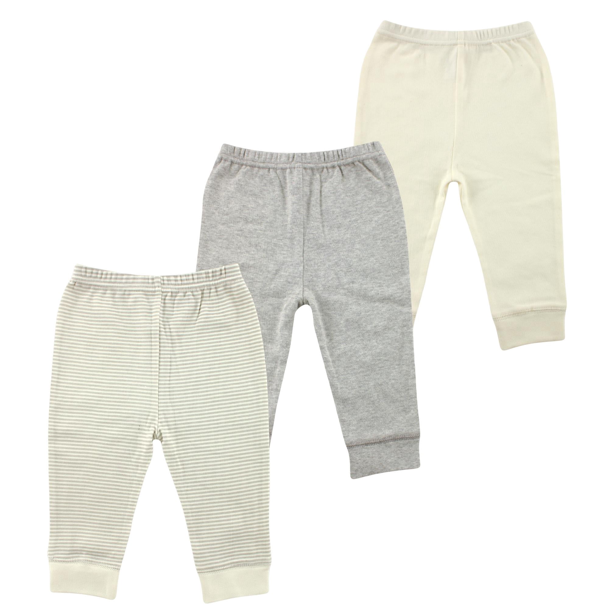 Luvable Friends Basics Infant Baby Everyday Cotton Pants 3-Pack, Cloud Gray Stripes, 18-24 Months