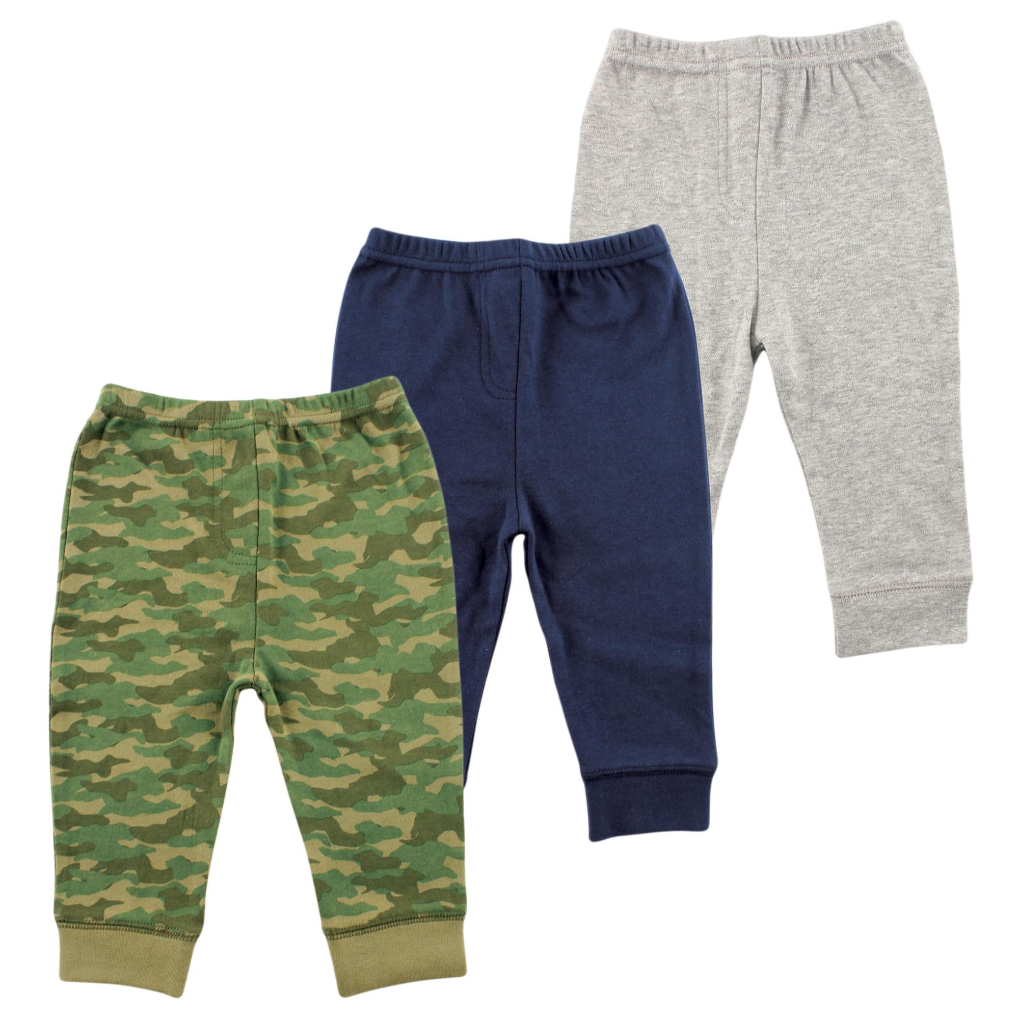 Luvable Friends Basics Infant Baby Everyday Cotton Pants 3-Pack, Explorer Camo, 18-24 Months
