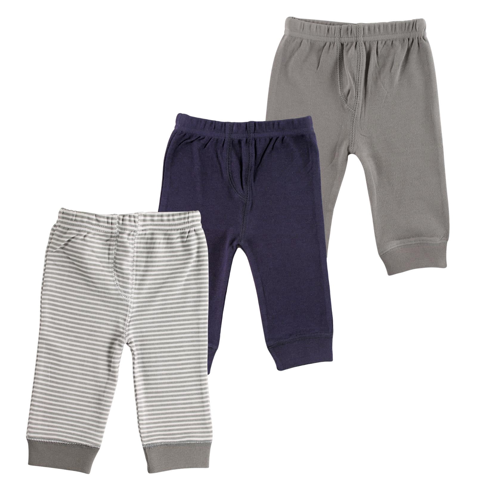 Luvable Friends Basics Infant Baby Everyday Cotton Pants 3-Pack, Ocean Blue, 2T