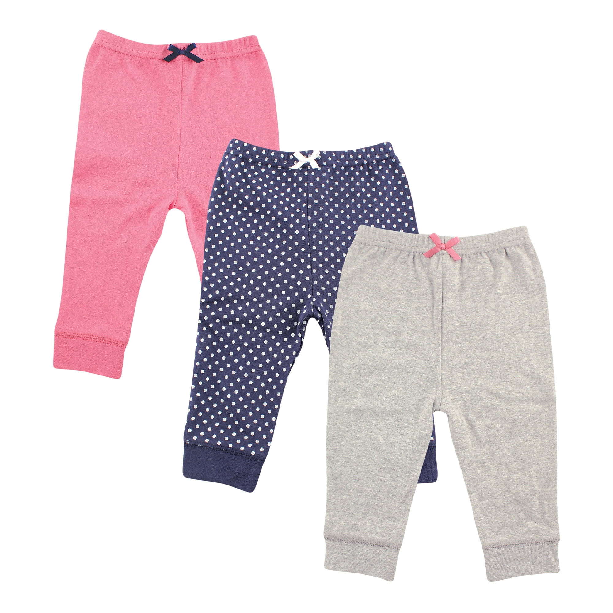 Luvable Friends Basics Infant Baby Everyday Cotton Pants 3-Pack, Ocean Dots, 18-24 Months