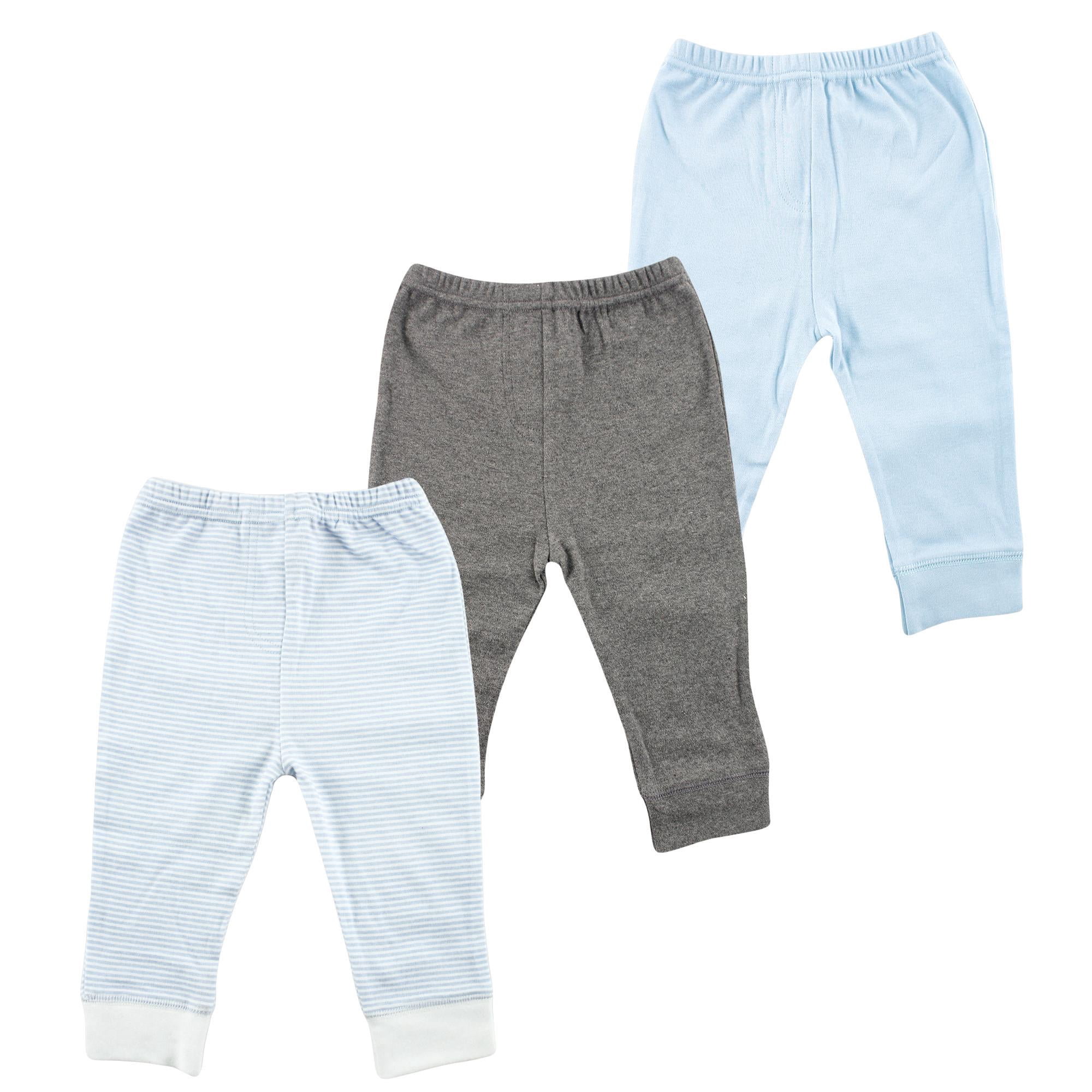 Luvable Friends Basics Infant Baby Everyday Cotton Pants 3-Pack, Skyline Stripes, 4T