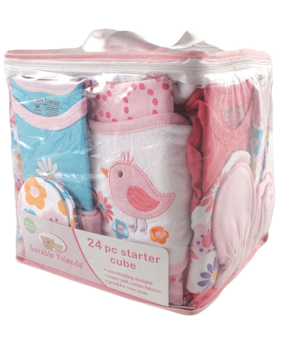 Luvable Friends Boys 24 Piece Dinosaur Coordinating Outfit Newborn Gift Cube
