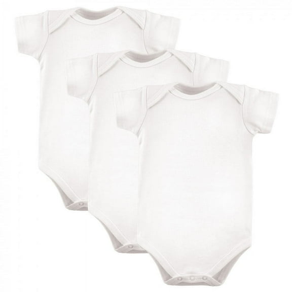 Luvable Friends Cotton Bodysuits 3pk, White, 3-6 Months