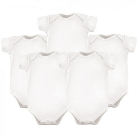Luvable Friends Cotton Bodysuits 5pk, White, 9-12 Months