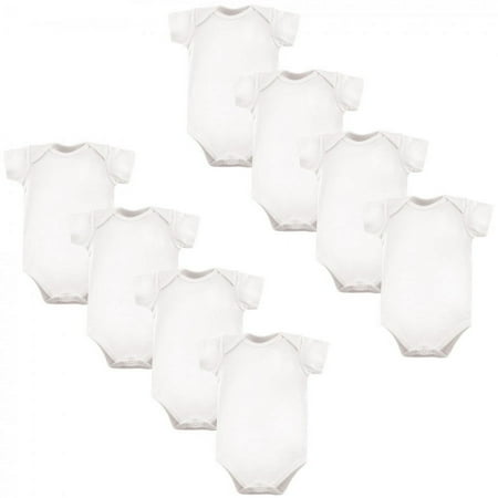 Luvable Friends Cotton Bodysuits 8Pk, White, 0-3 Months