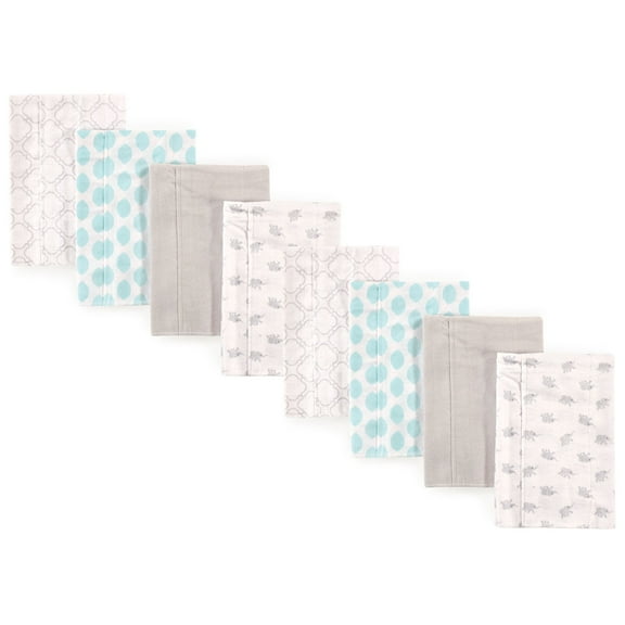 Luvable Friends Cotton Poly Flannel Burp Cloths Multipack, Elephant 8-Pack, One Size
