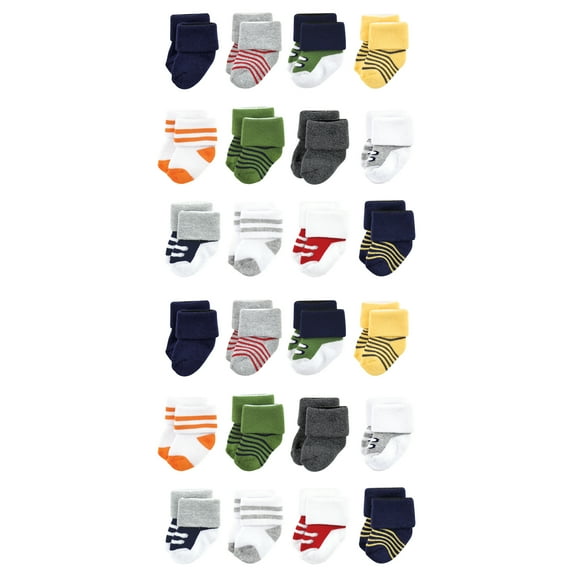 Luvable Friends Cotton Rich Baby Terry Socks 24-Pack, Athletic, 0-6 Months