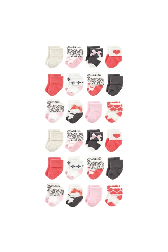 Cotton Rich Baby Terry Socks 24-Pack, Leopard, 0-6 Months