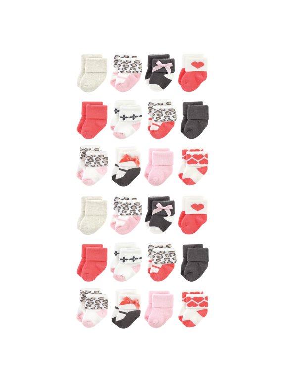 Cotton Rich Baby Terry Socks 24-Pack, Leopard, 6-12 Months