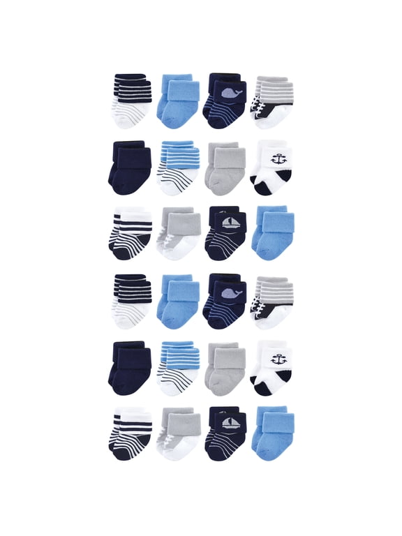 Cotton Rich Baby Terry Socks 24-Pack, Whale, 0-6 Months