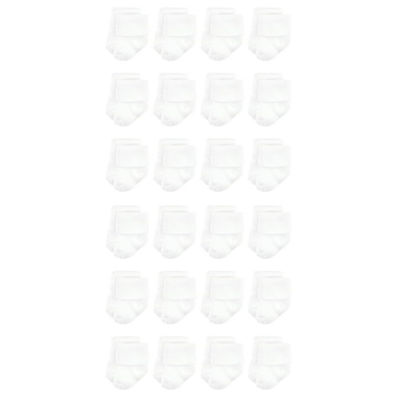 Luvable Friends Cotton Rich Baby Terry Socks 24-Pack, White, 6-12 Months