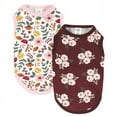 thumbnail image 1 of Luvable Friends Dog Pet Dog and Cats Cotton T-Shirts 2pk, Burgundy Floral Botanical, Small, 1 of 6