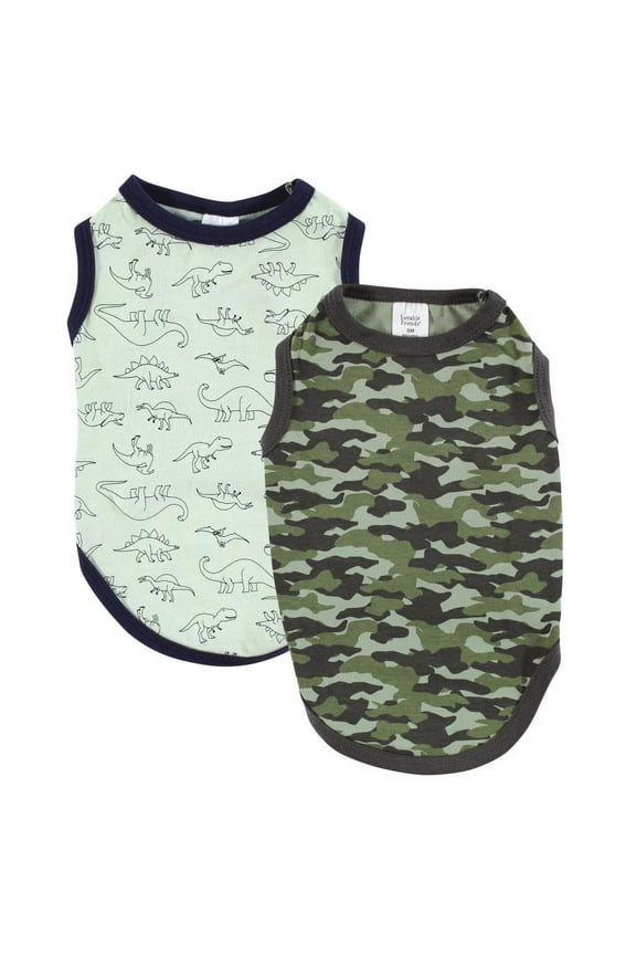 Dog Pet Dog and Cats Cotton T-Shirts 2pk, Dino Camo, X-Small