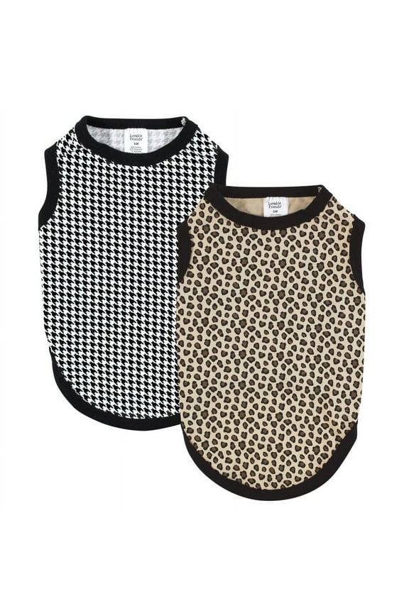 Dog Pet Dog and Cats Cotton T-Shirts 2pk, Leopard Houndstooth, X-Large
