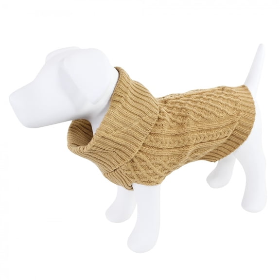 Luvable Friends Dogs and Cats Cableknit Pet Sweater, Camel, X-Large