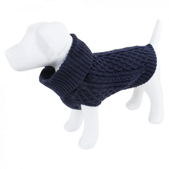 Luvable Friends Dogs and Cats Cableknit Pet Sweater, Navy, Medium