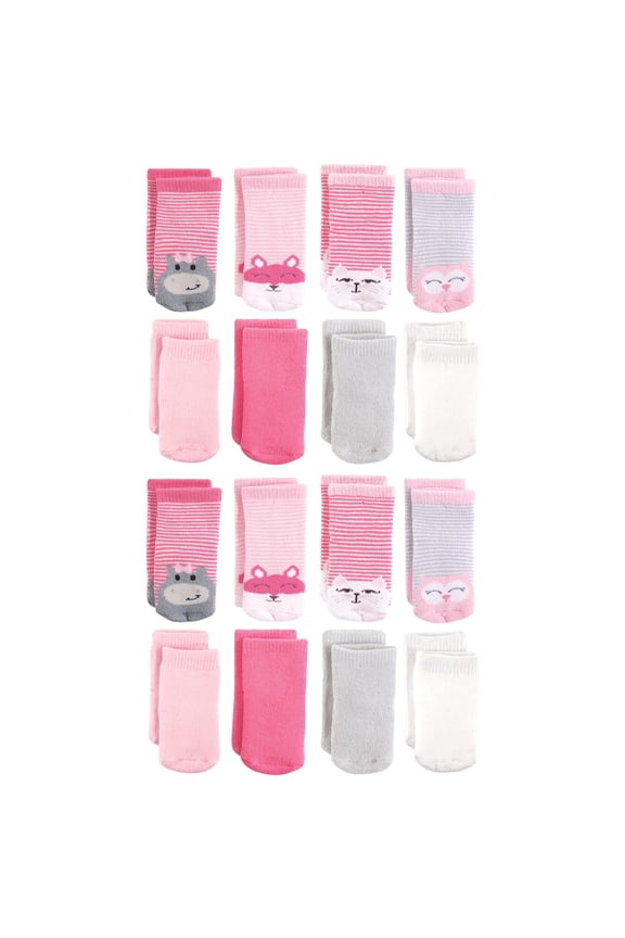 Fun Essential Socks 16-Pack, Hippo Cat, 0-6 Months