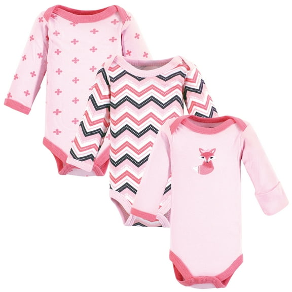 Luvable Friends Girls Preemie Long Sleeve Bodysuits 3pk, Foxy, Preemie