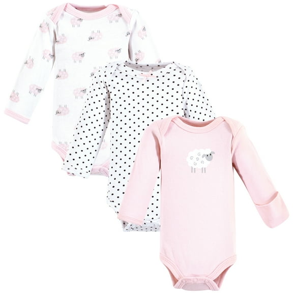 Luvable Friends Girls Preemie Long Sleeve Bodysuits 3pk, Pink Sheep, Preemie