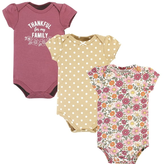 Luvable Friends Hudson Baby Bodysuits 3pk, Harvest Bloom, 0-3M