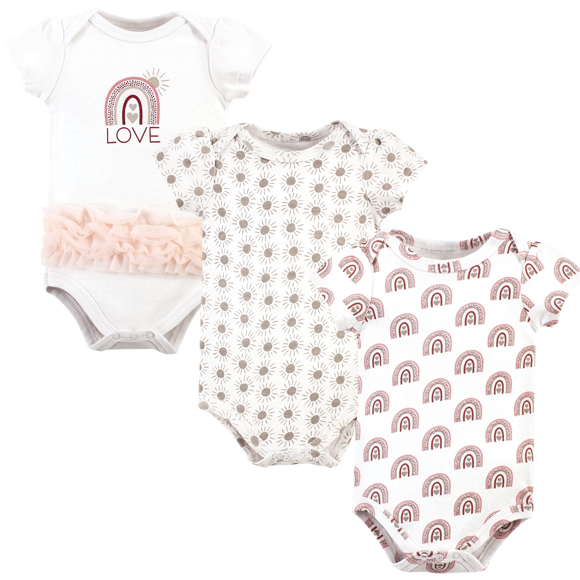 Luvable Friends Hudson Baby Bodysuits 3pk, Rainbow Love Tutu, 3-6M