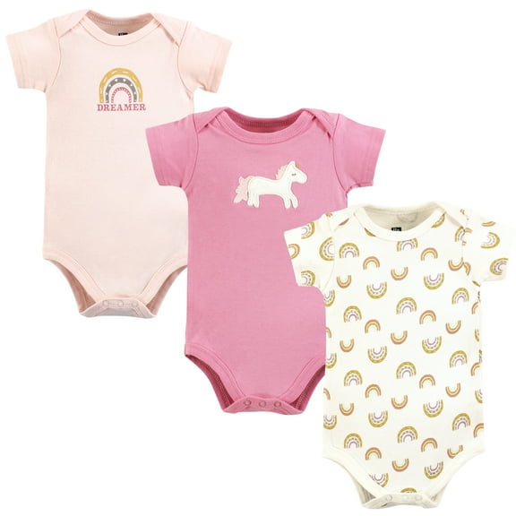 Luvable Friends Hudson Baby Bodysuits 3pk, Unicorn Rainbow, 18-24M