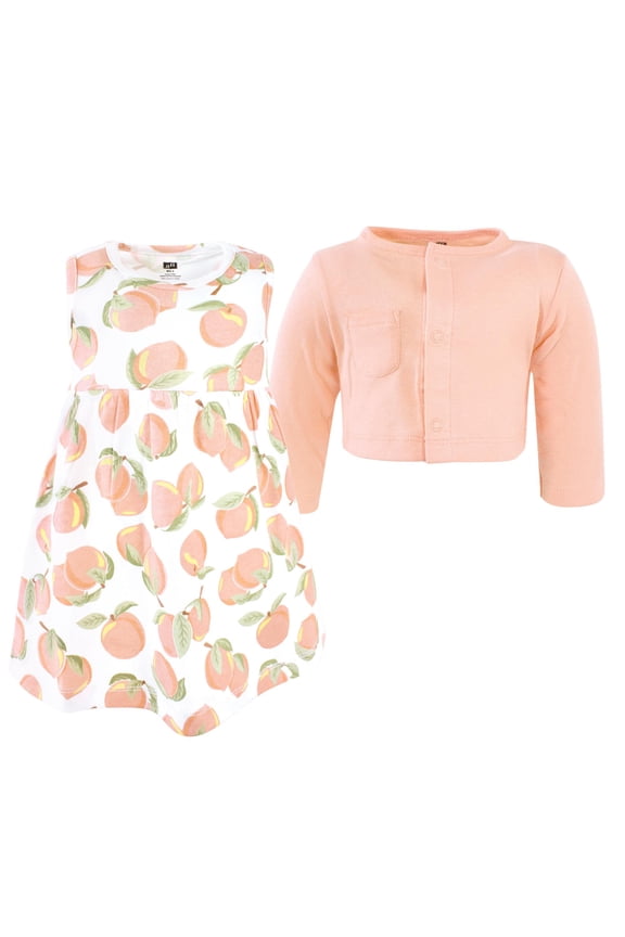 Hudson Baby Dress and Blouse 2pc, Peach Blossom, 3-6M