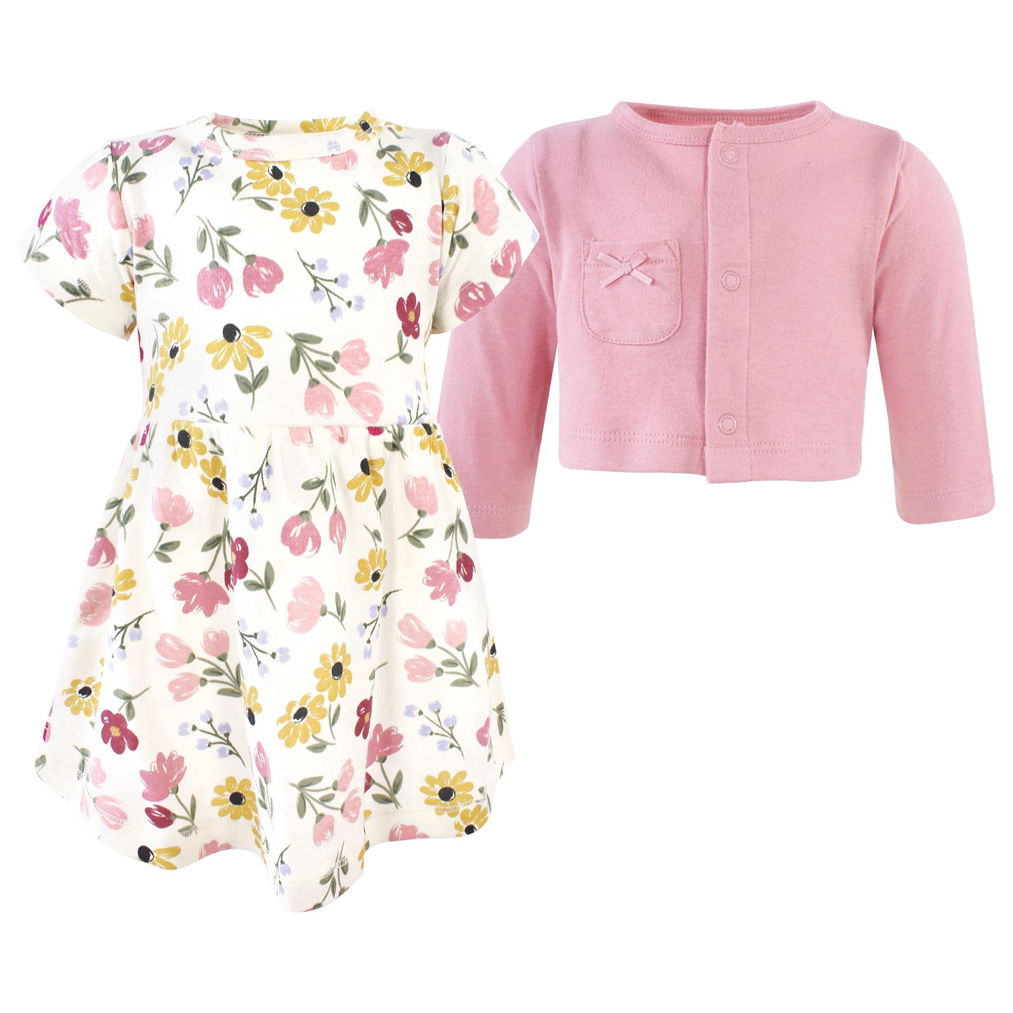 Luvable Friends Hudson Baby Dress and Blouse 2pc, Pink Floral Painted, 3-6M