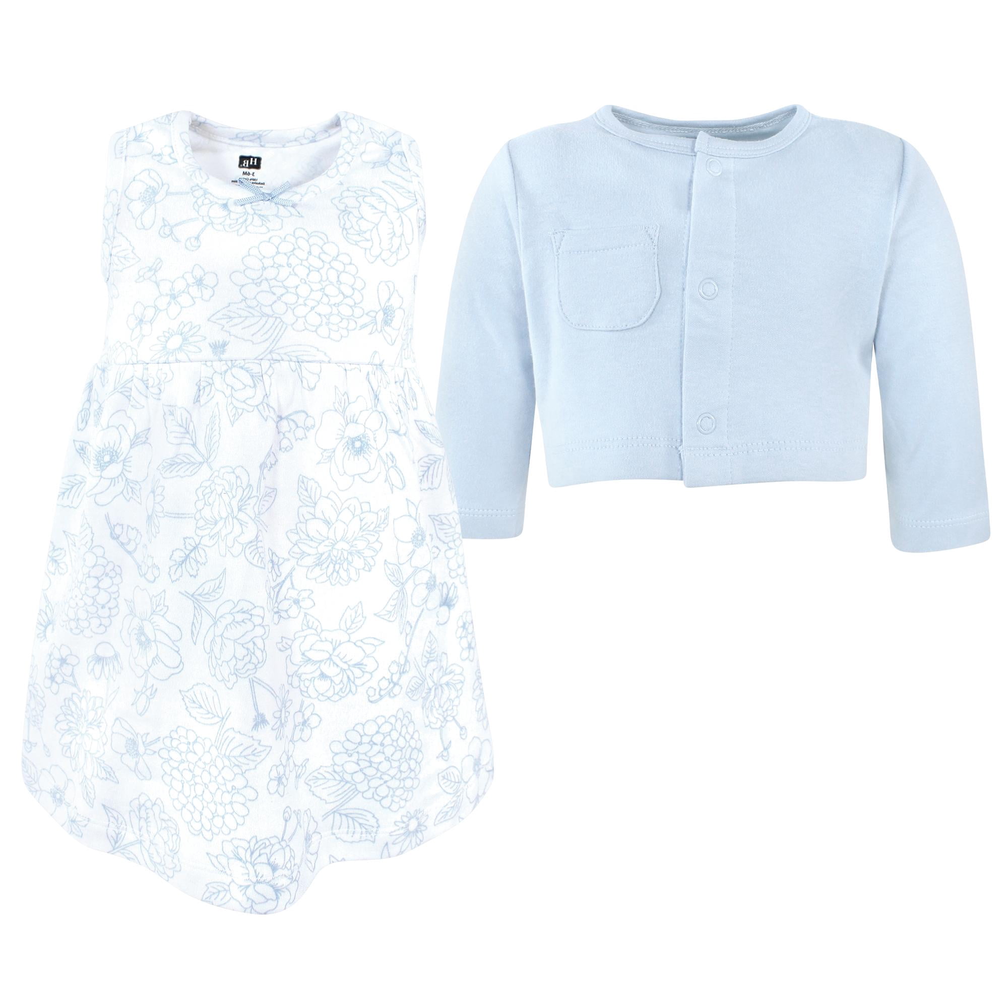 Luvable Friends Hudson Baby Dress and Blouse 2pc, Sky Blossom, 0-3M