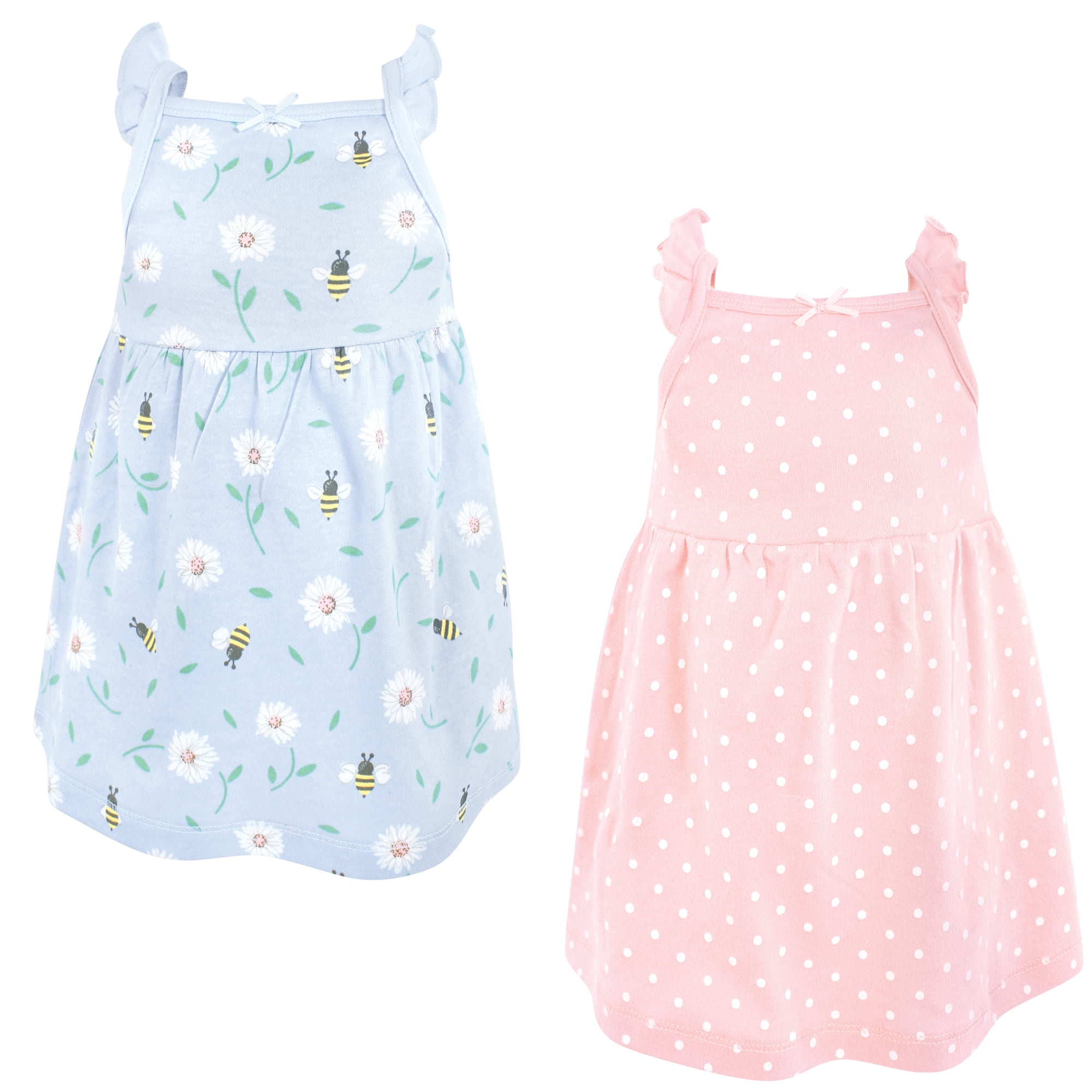 Luvable Friends Hudson Baby Dresses 2pk, Blossom Daisy Bee, 3-6M