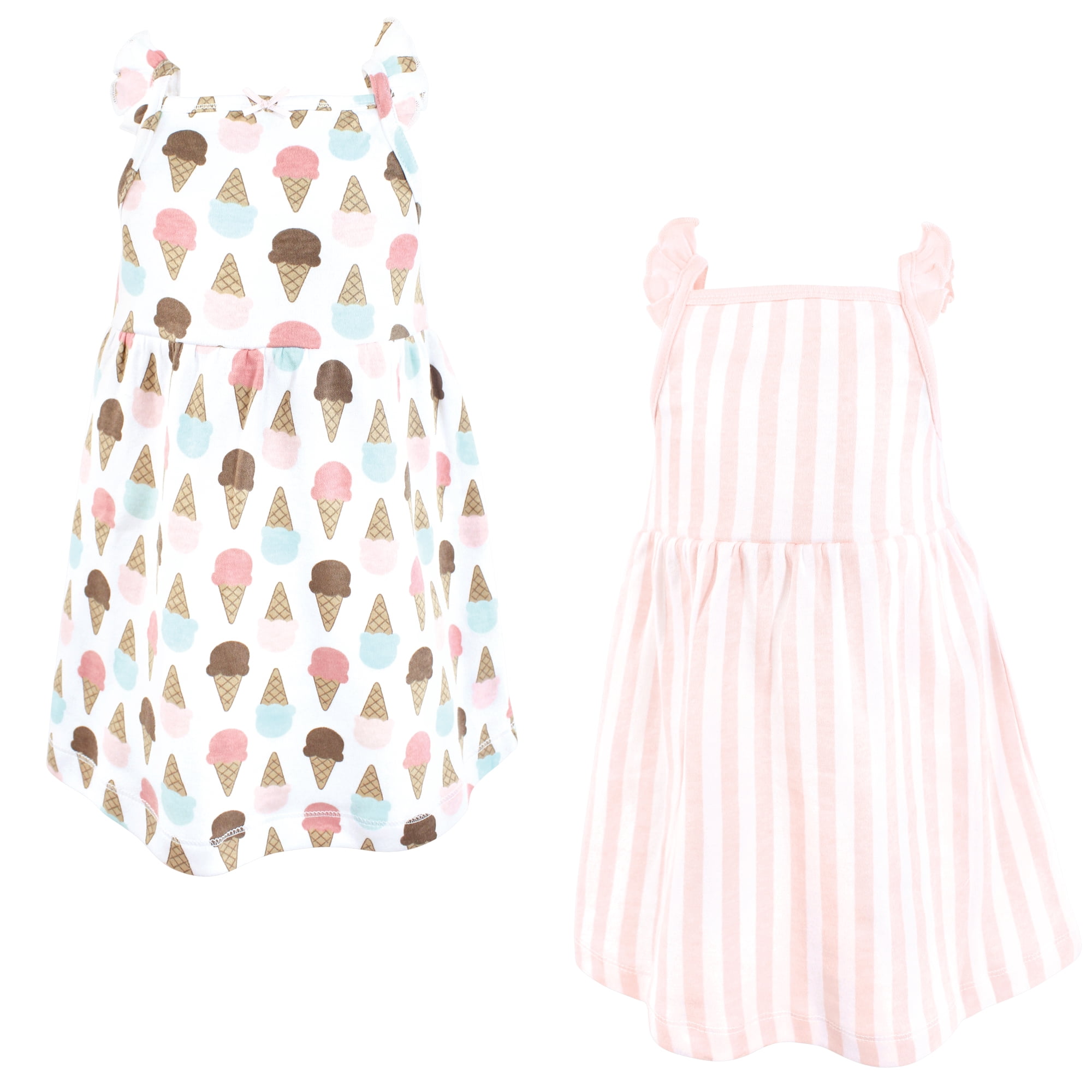 Luvable Friends Hudson Baby Dresses 2pk, Buttercream Swirl, 0-3M