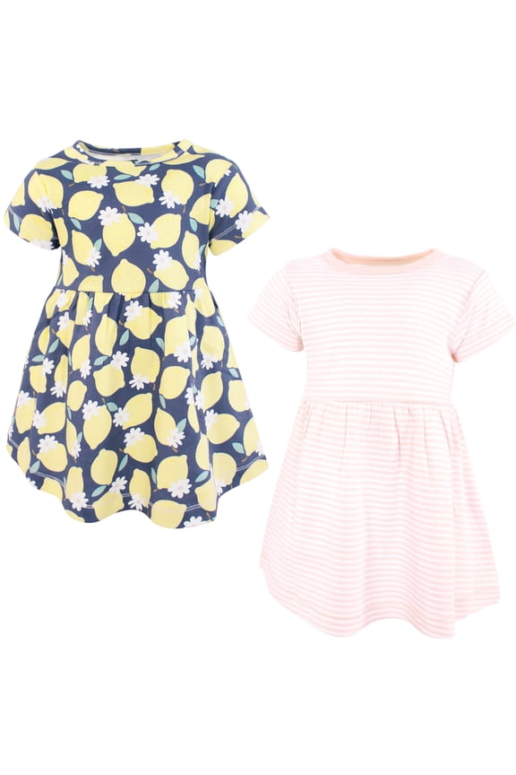 Hudson Baby Dresses 2pk, Citrus Lemon, 18-24M