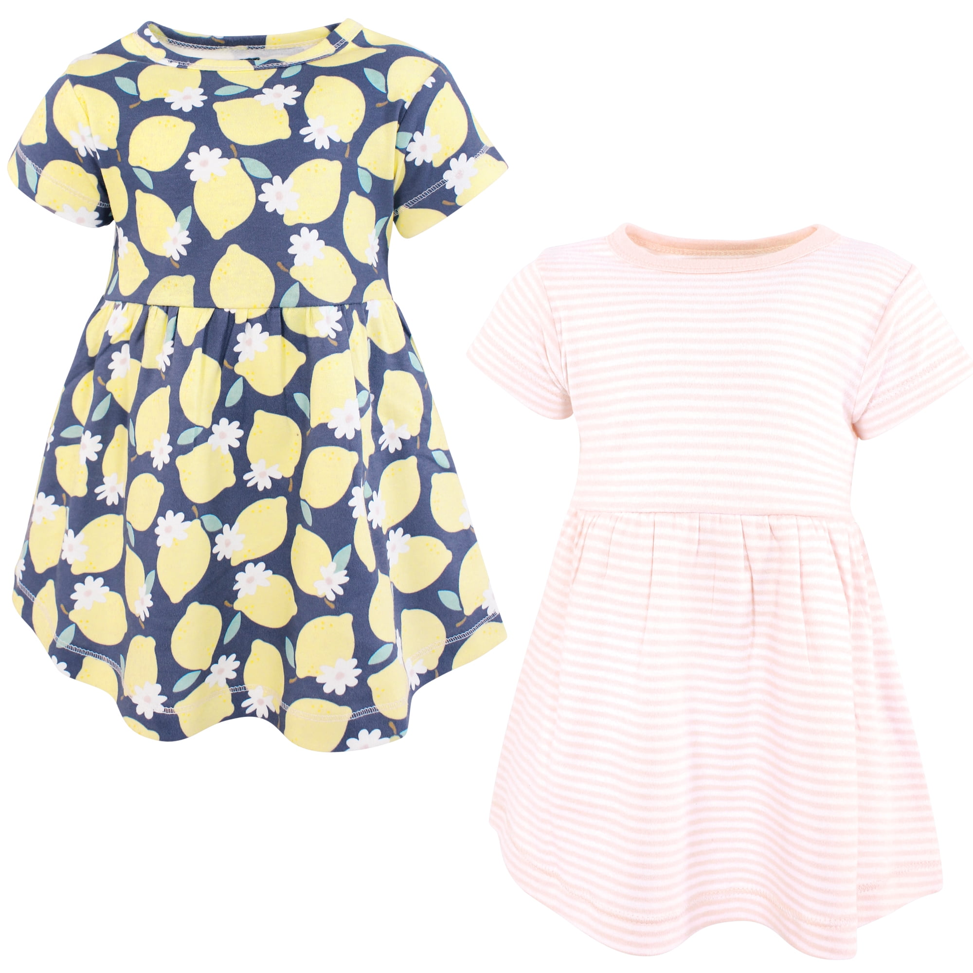 Luvable Friends Hudson Baby Dresses 2pk, Citrus Lemon, 2T