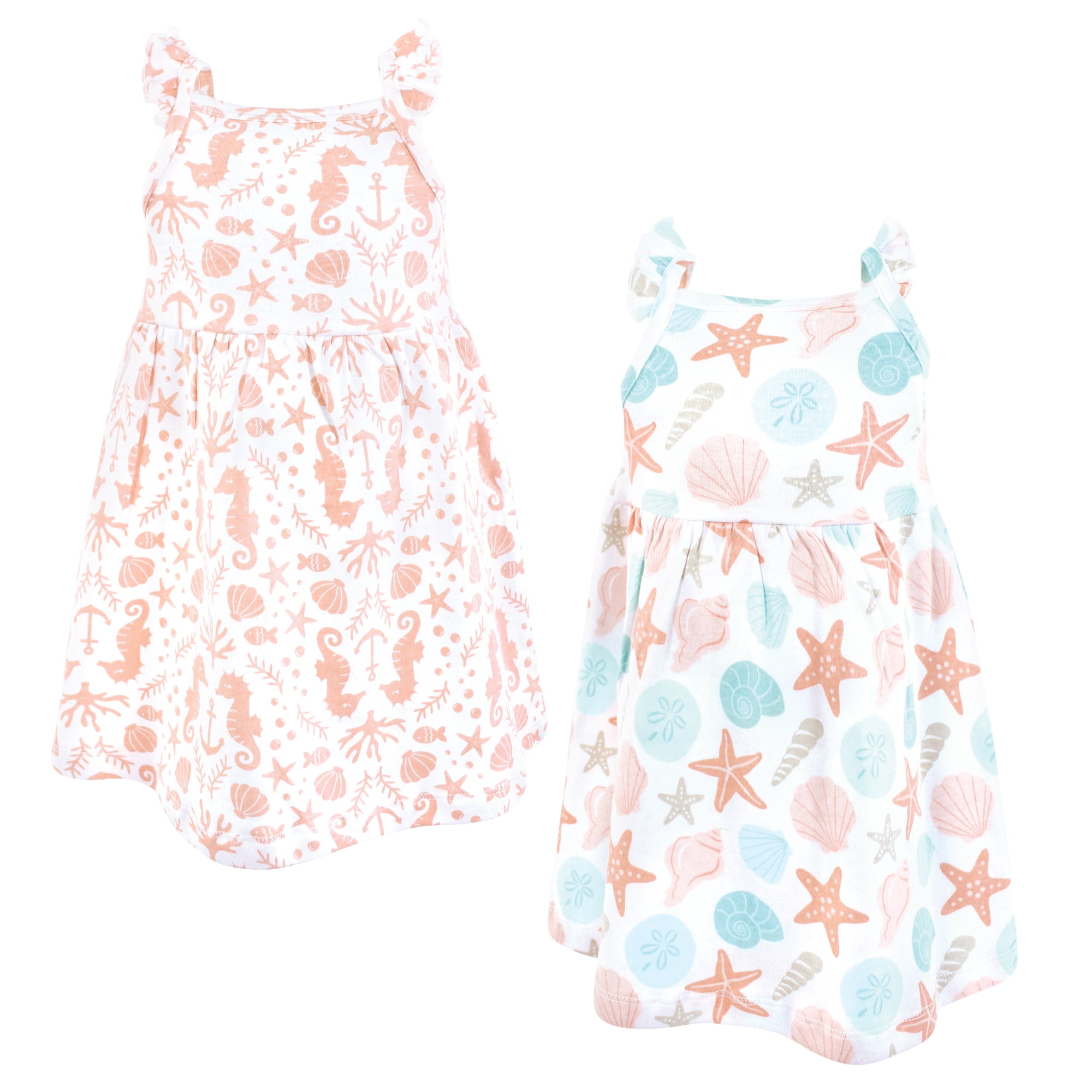 Luvable Friends Hudson Baby Dresses 2pk, Coastal Tide, 0-3M