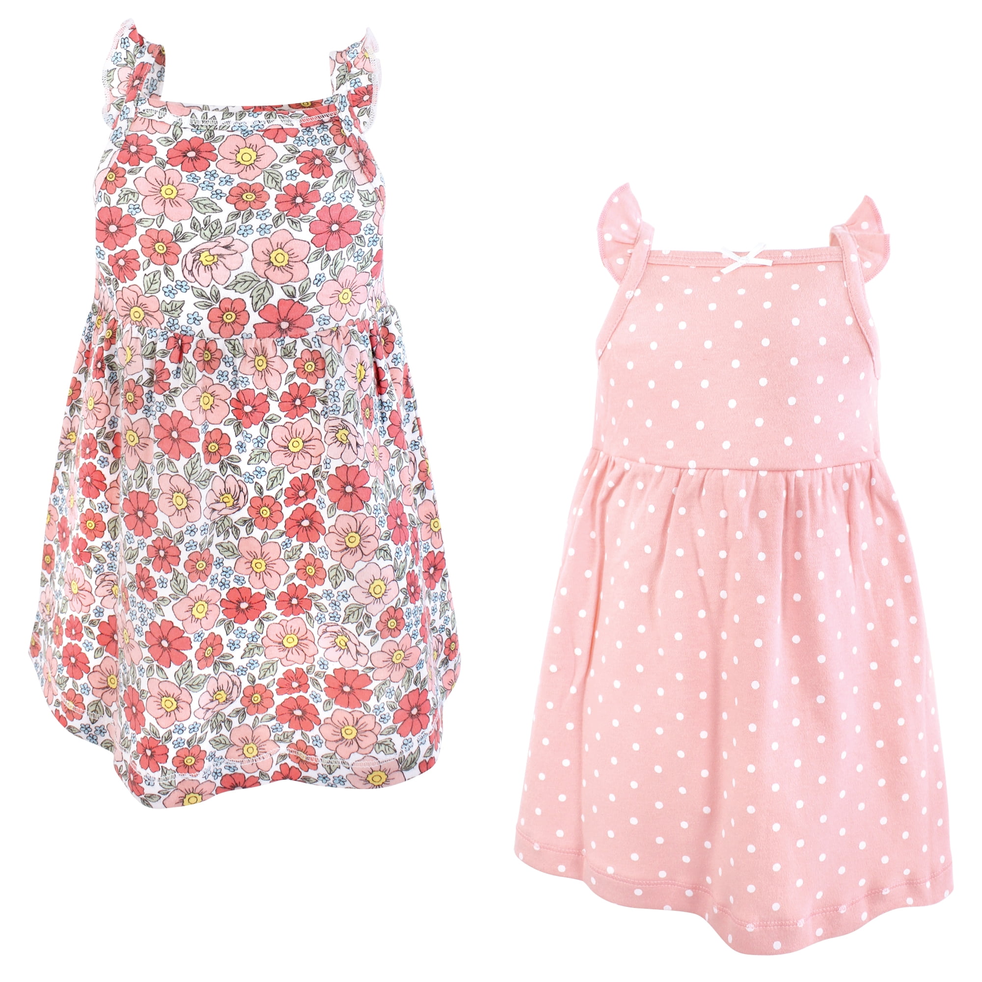 Luvable Friends Hudson Baby Dresses 2pk, Coral Garden Bloom, 3T