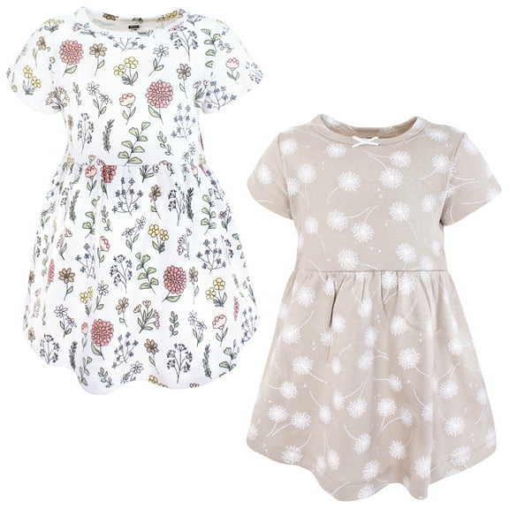 Luvable Friends Hudson Baby Dresses 2pk, Dandelion Hope, 0-3M